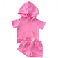 Terry Cargo Shorts Set | Pink