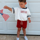 Custom Embroidered 4th of July Oversized Tee - Varsity Stripe