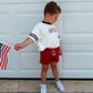 Custom Embroidered 4th of July Oversized Tee - Varsity Stripe