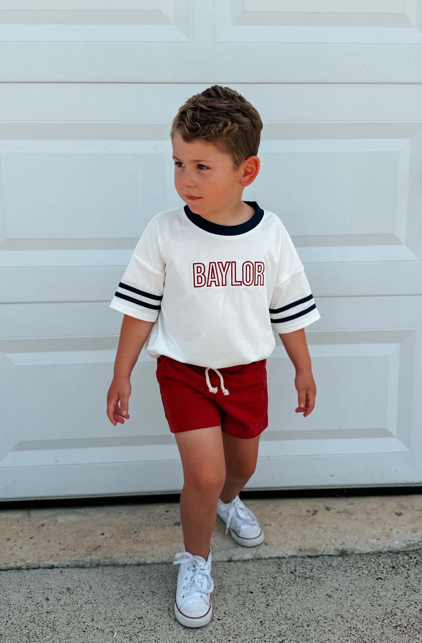 Custom Embroidered 4th of July Oversized Tee - Varsity Stripe