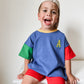 Custom Embroidered 90s Colorblock T-Shirt Romper or Oversized Tee Set - choice of bottoms
