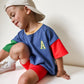 Custom Embroidered 90s Colorblock T-Shirt Romper or Oversized Tee Set - choice of bottoms