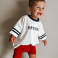 Custom Embroidered 4th of July Oversized Tee - Varsity Stripe