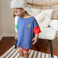 Custom Embroidered 90s Colorblock T-Shirt Romper or Oversized Tee Set - choice of bottoms