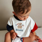Custom Embroidered 4th of July Colorblock T-Shirt Romper or Oversized Tee - Teddy Bear