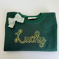 Custom Embroidered St. Patrick's Day Sweatshirt or Sweatshirt Romper - Gold Sparkle