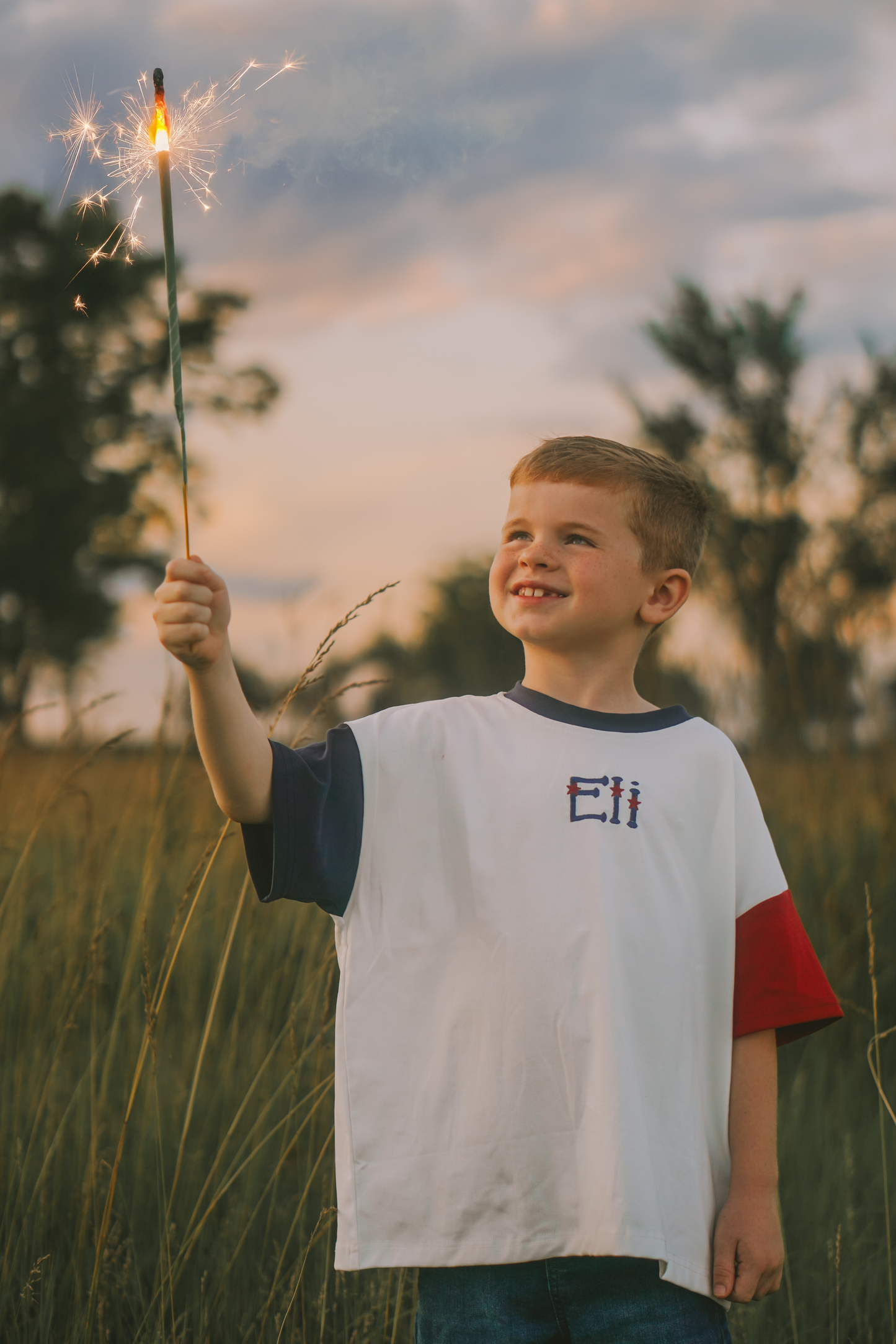 Custom Embroidered 4th of July Oversized Colorblock Tee