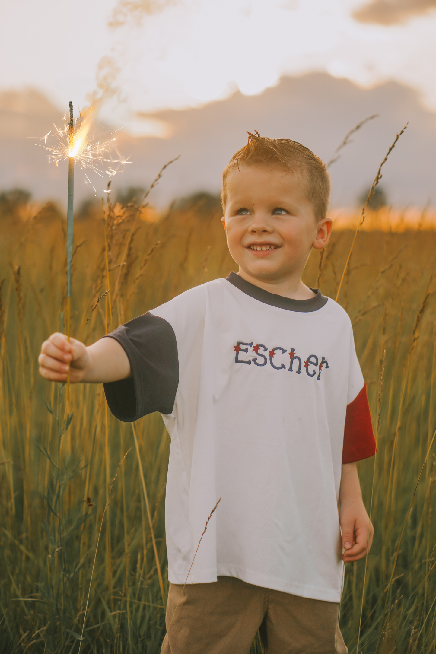 Custom Embroidered 4th of July Oversized Colorblock Tee