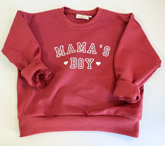 Valentine's Day Mama's Boy Crewneck Sweatshirt or Romper - Red or Cream