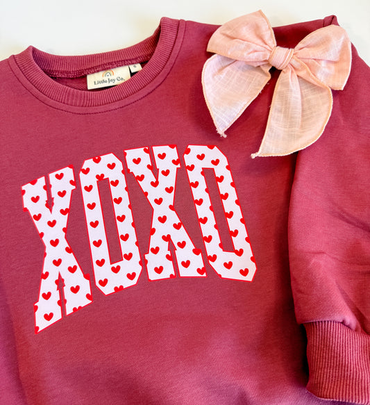 XOXO Hearts Crewneck Sweatshirt or Sweatshirt Romper