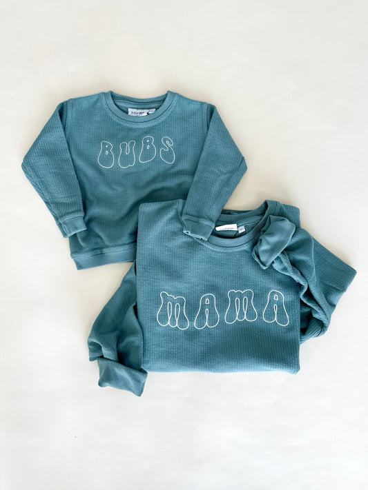 Bubs Groovy Embroidered Corded Crewneck