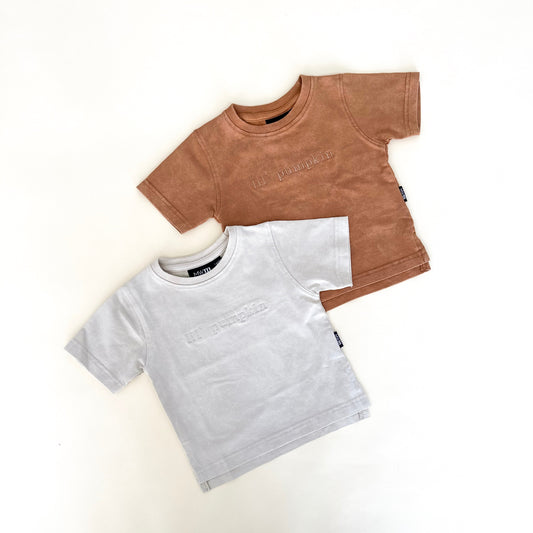 Lil' Pumpkin Embroidered Acid Wash Tee - Neutral