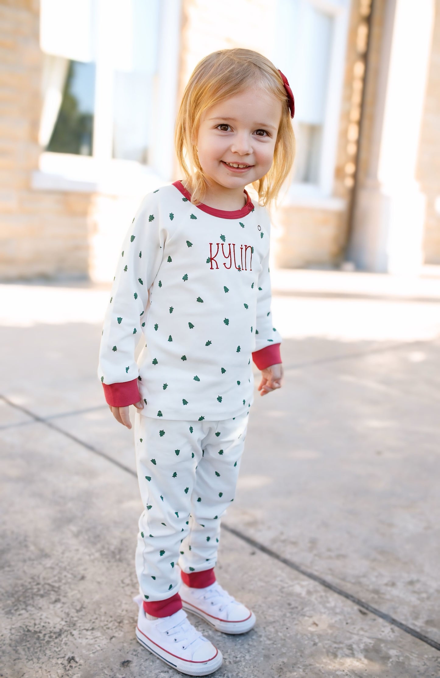 Custom Embroidered Tiny Trees Christmas Organic Cotton Set