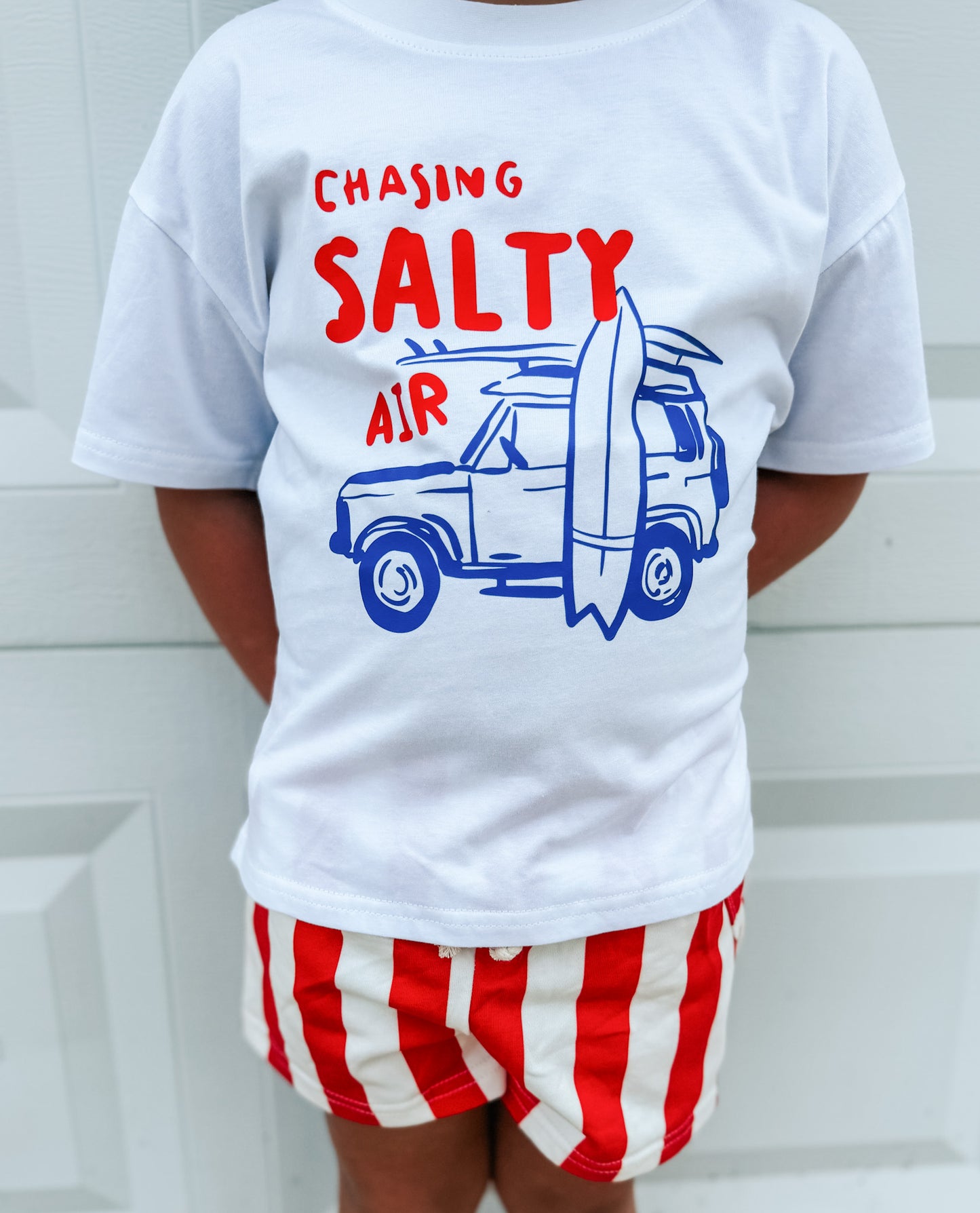 Chasing Salty Air Tee or T-Shirt Romper w/Optional Striped Shorts