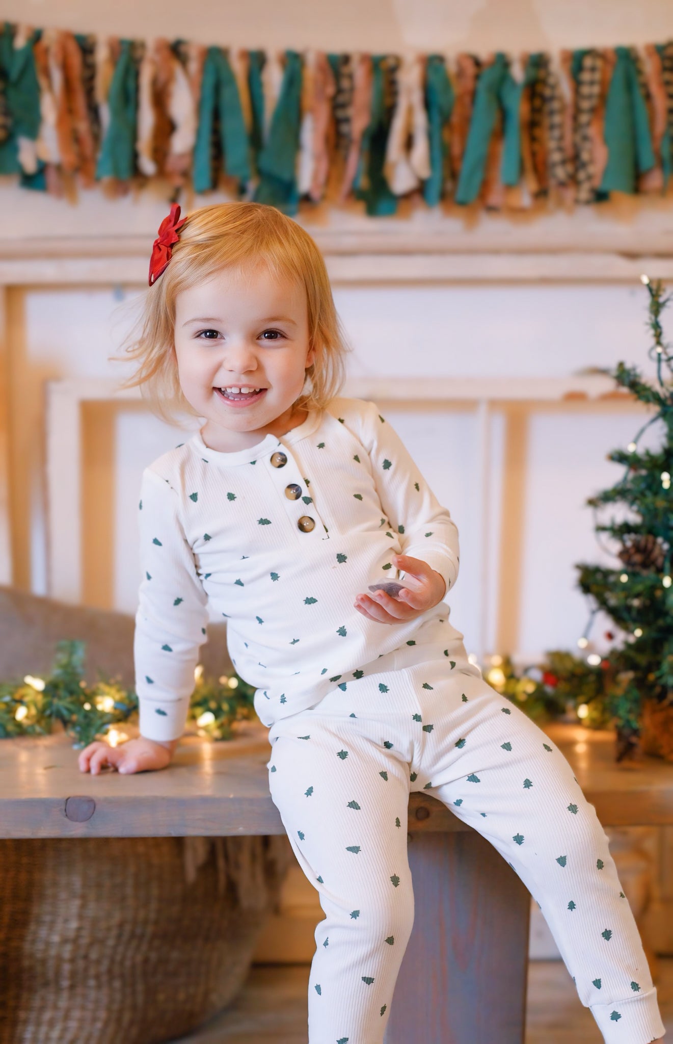 Tiny Trees – Gerippter Henley-Pyjama aus Bambus, 2-teilig