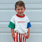 Custom Embroidered Retro Colorblock T-Shirt Romper or Oversized Tee w/Optional Shorts