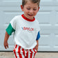 Custom Embroidered Retro Colorblock T-Shirt Romper or Oversized Tee w/Optional Shorts