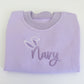 Custom Embroidered Bunny Ears Easter Sweatshirt or Sweatshirt Romper - Blue or Purple