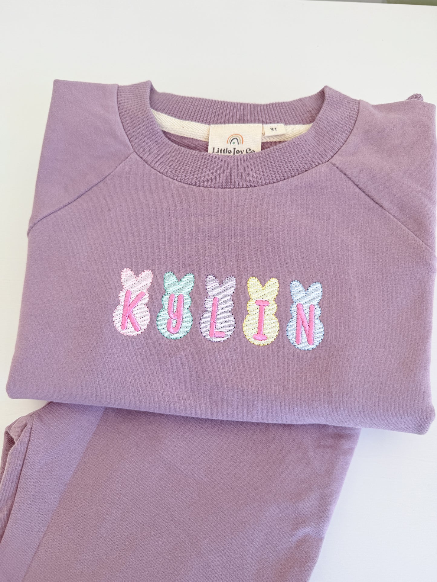 Custom Embroidered Easter Bunny Organic Cotton Jogger Set