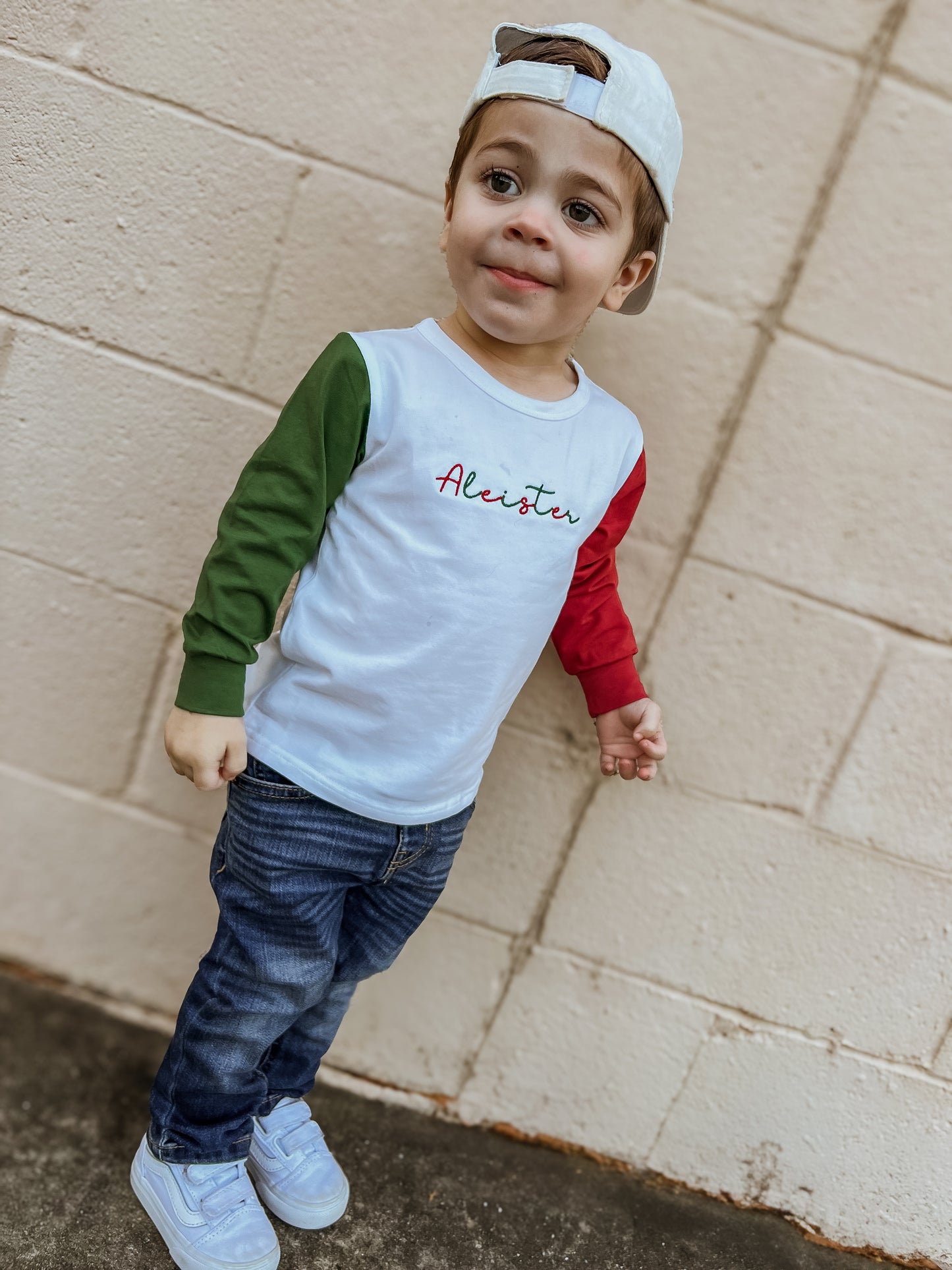 Custom Embroidered Organic Cotton Colorblock Christmas Tee