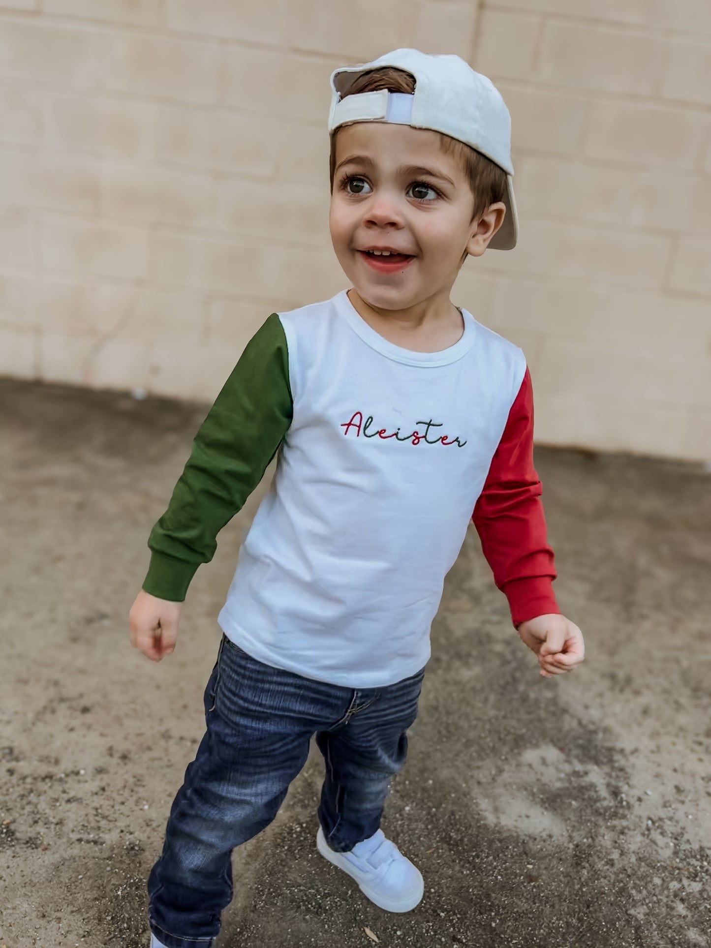 Custom Embroidered Organic Cotton Colorblock Christmas Tee
