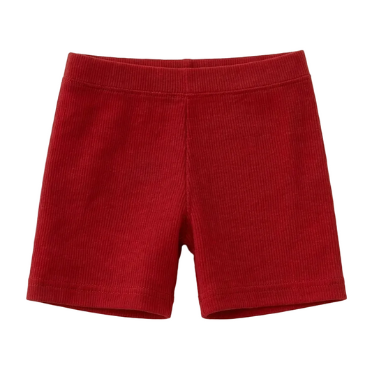 Red Ribbed Biker Shorts - 4th of July Matching
