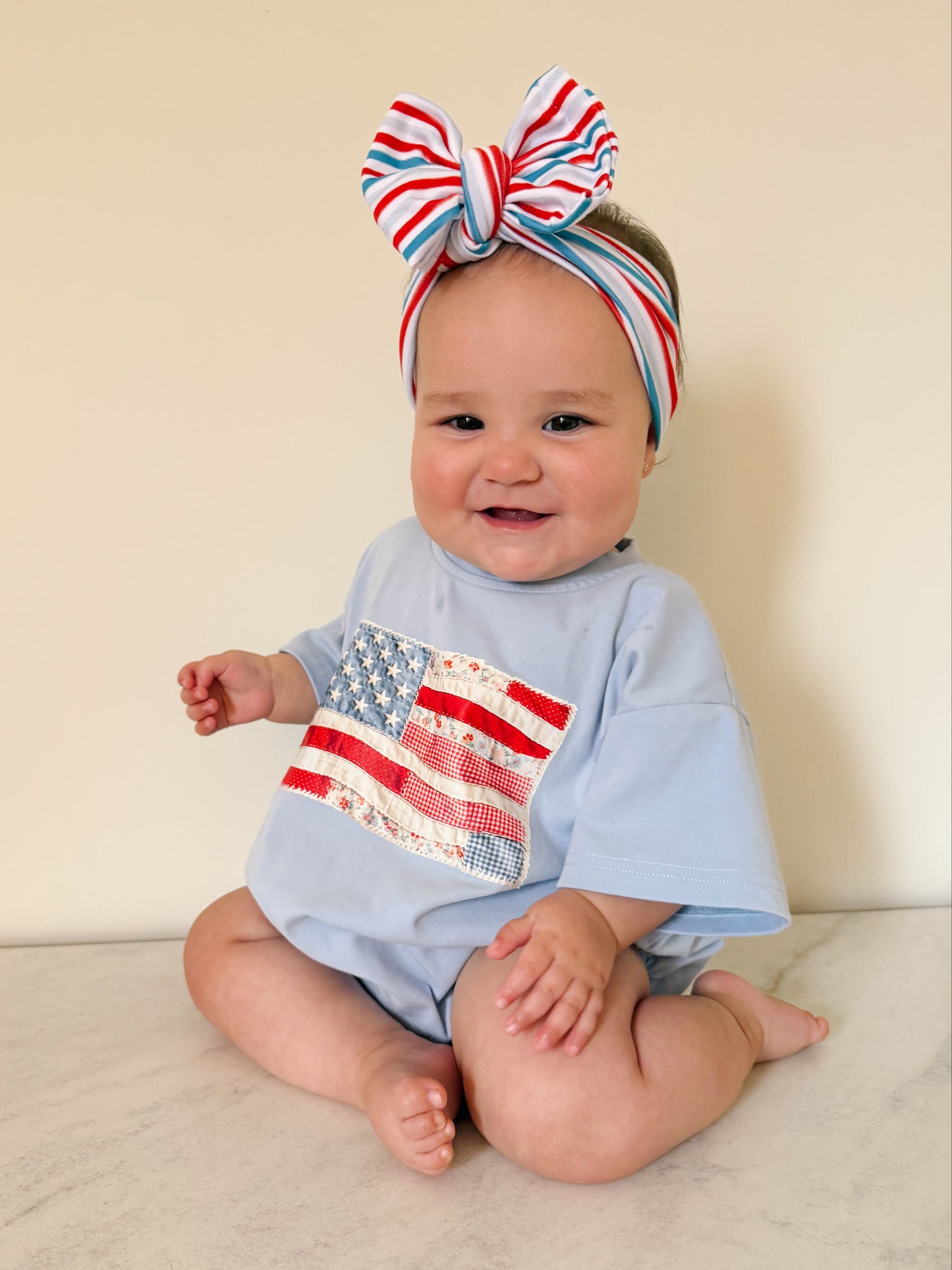 4th of July Quilted Flag Tee or Bubble Romper