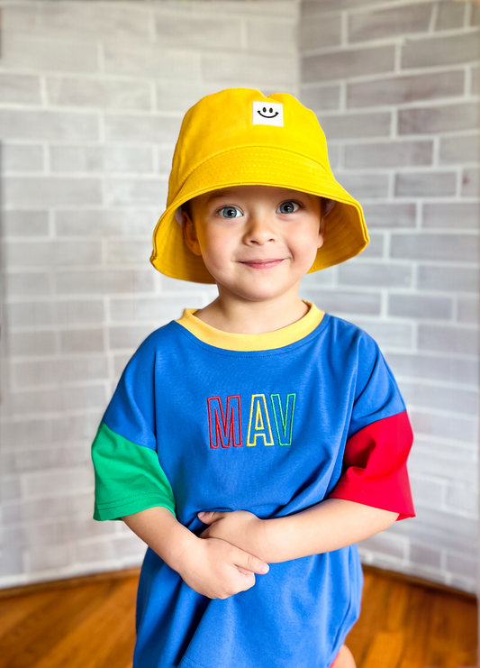 PREORDER Blank Colorblock T-Shirt Romper or Oversized Tee & Biker Set - 90s *Closes 6/5*