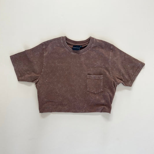 Adult Pocket Acid Wash Tee - Toffee