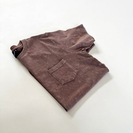 Adult Pocket Acid Wash Tee - Toffee