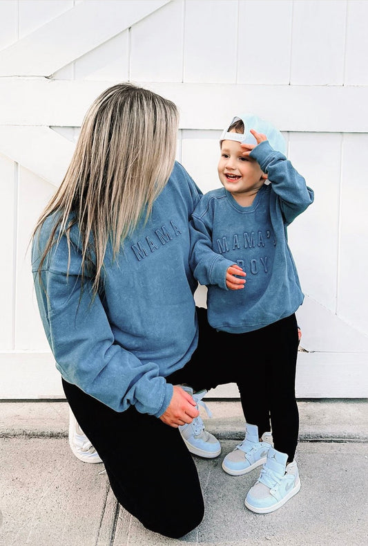 Mama's Boy Signature Acid Wash Crewneck - Tide