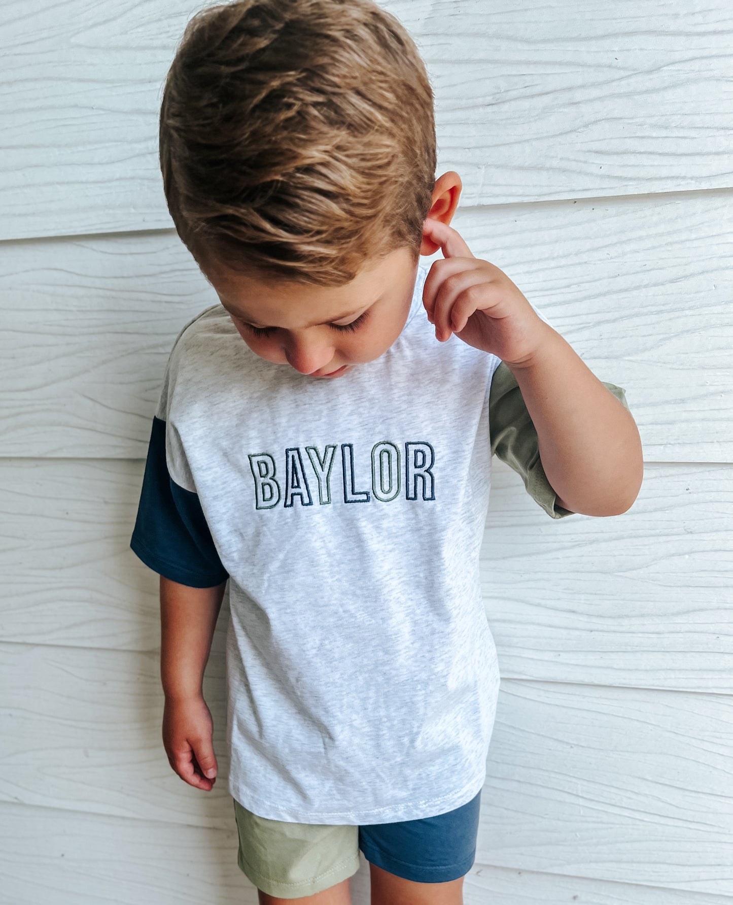 Custom Embroidery Colorblock Oversized Tee and Shorts Set