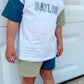 Custom Embroidery Colorblock Oversized Tee and Shorts Set