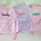 Custom Embroidered Ruffle Backpack - Gingham or Stripes