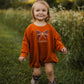 Custom Embroidered Orange Crewneck Sweatshirt or Romper - Floral Bow or other Halloween