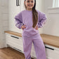 Custom Embroidered Varsity Striped Wide Leg Set - Purple