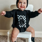 Checkered Ghost Bamboo Sweatshirt Romper