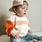 Custom Embroidered Orange Colorblock Crewneck Sweatshirt or Romper