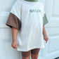 Custom Embroidered Colorblock Oversized Tee & Biker Set