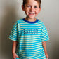 Blue Striped Organic Cotton Shorts Set - Optional Custom Embroidery