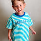 Blue Striped Organic Cotton Shorts Set - Optional Custom Embroidery