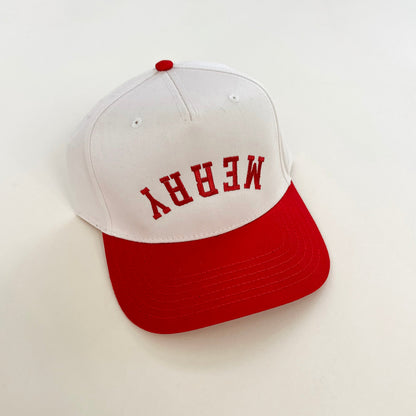 Merry Upside Down Embroidered Cap