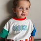 Custom Embroidered Retro Colorblock T-Shirt Romper or Oversized Tee w/Optional Shorts