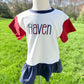 Custom Embroidered 4th of July Colorblock Peplum Set