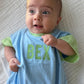 Custom Embroidered Colorblock T-Shirt Romper - Blue & Green