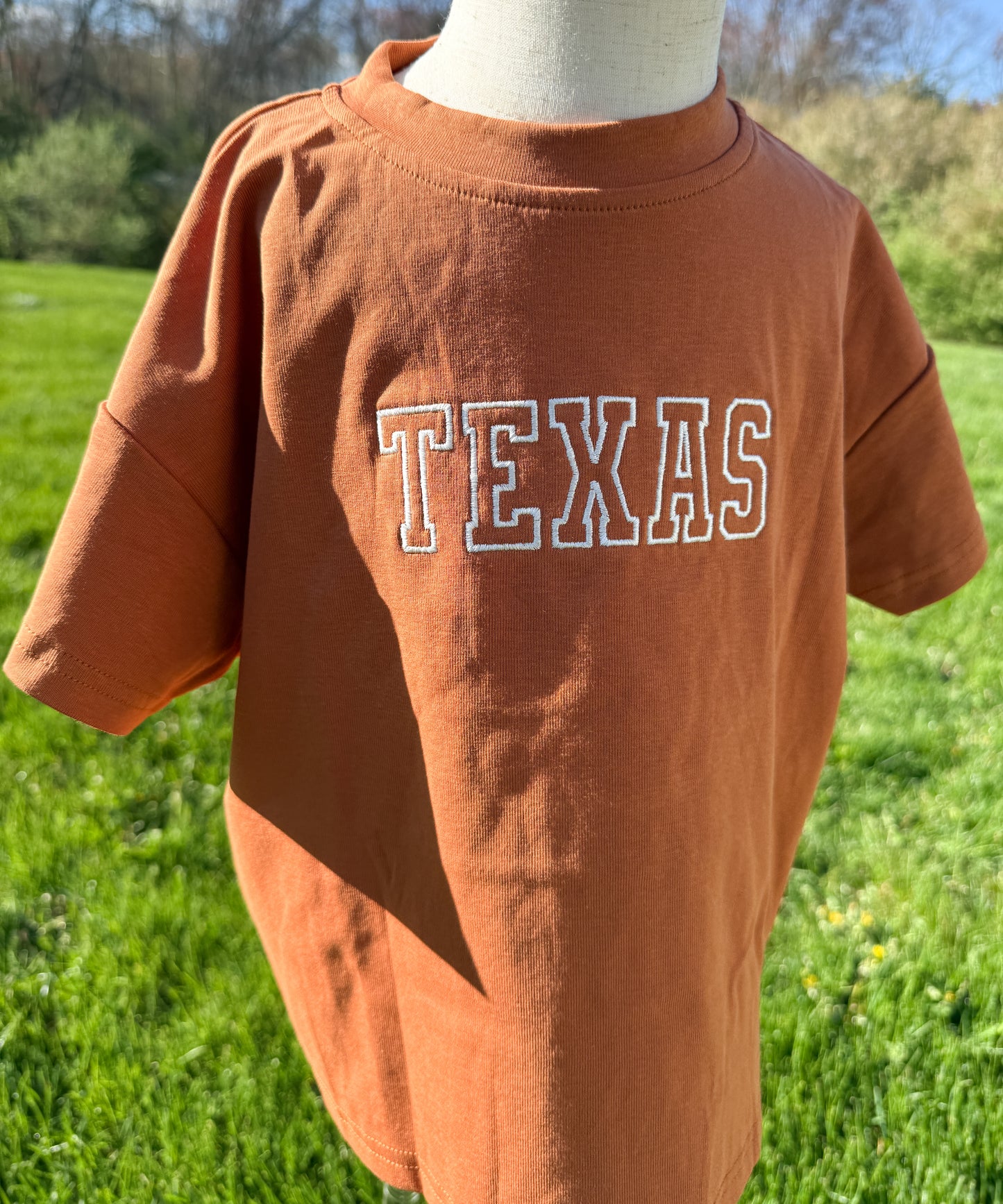Custom Embroidered Burnt Orange Oversized Tee or T-Shirt Romper