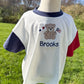 Custom Embroidered 4th of July Colorblock T-Shirt Romper or Oversized Tee - Teddy Bear