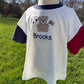 Custom Embroidered 4th of July Colorblock T-Shirt Romper or Oversized Tee - Teddy Bear