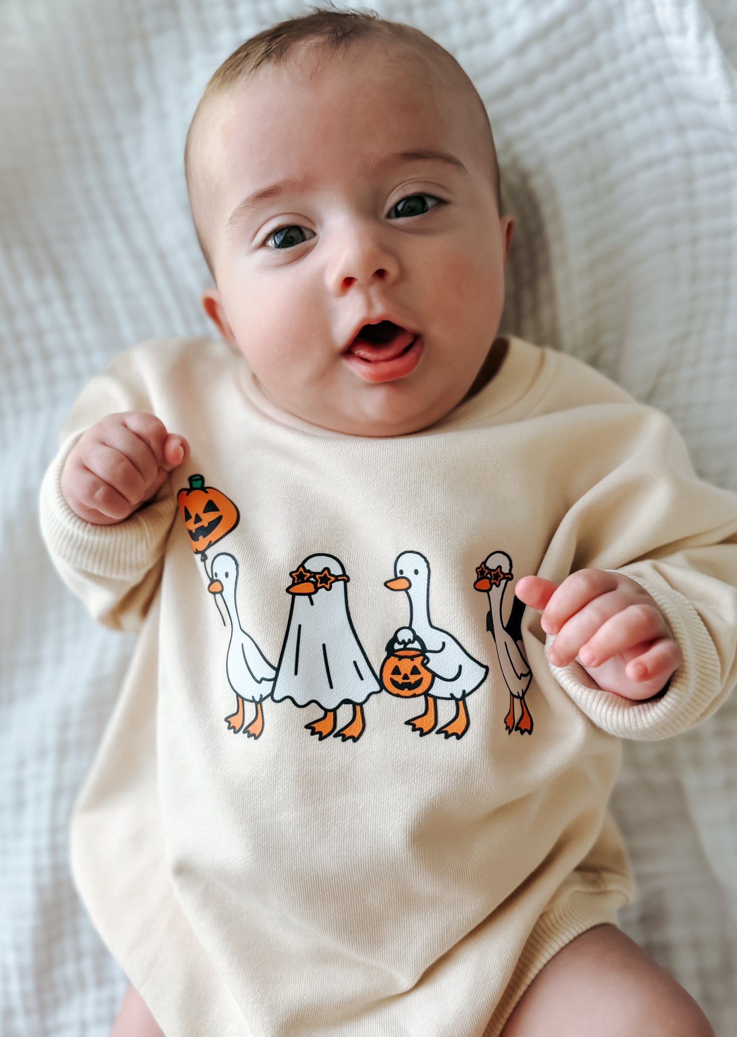 Silly Halloween Goose Crewneck Sweatshirt or Sweatshirt Romper