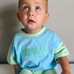 Custom Embroidered Colorblock Oversized Tee & Biker Set – Blue & Green